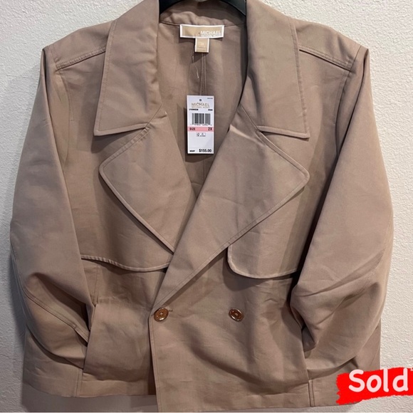 Michael Kors Jackets & Blazers - NWT Michael Kors Cropped Double- Breasted Cotton Trench Coat Khaki